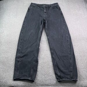 Gap Jeans Womens 12 Tall Black Wide Barrel Leg High Rise Cotton Denim